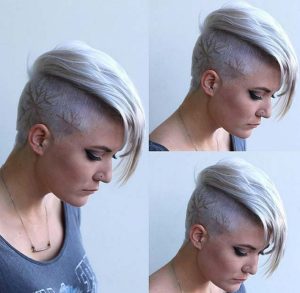 Sıradışı Yılbaşına Özel Yanları Şekilli Kazılı Kısa Pixie Saç Modelleri